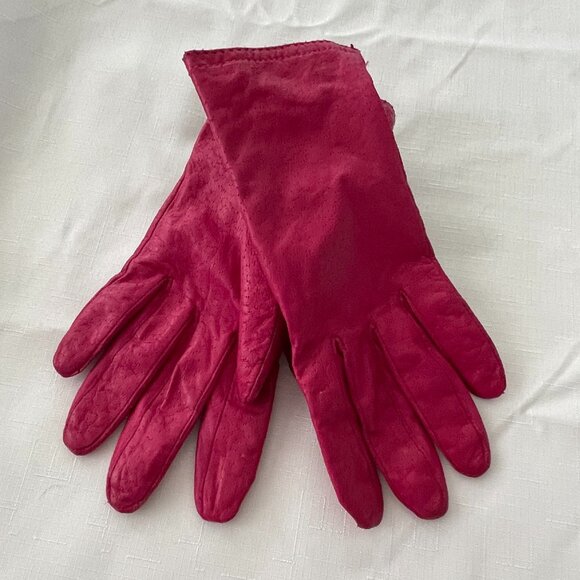 Genuine Leather Gloves Fuschia Size 7.5 - Picture 1 of 10